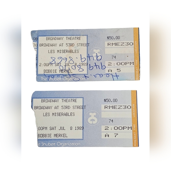 Les Miserables Broadway Theatre Playbill & Ticket Stub (2) July 1989 Baryshnikov - Picture 2 of 7